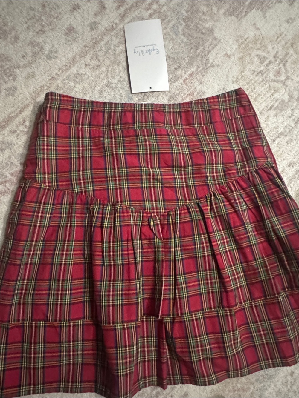 Eyelet and Ivy Dottie girls skirt in red tartan